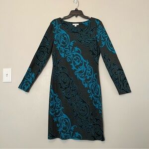 New York and Company Bodycon Teal Gray Knit Dress Size Large